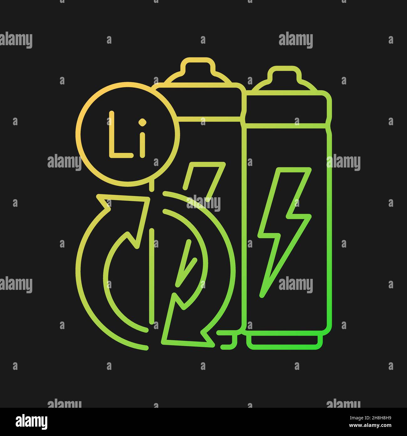Battery metals recovery gradient vector icon for dark theme Stock Vector