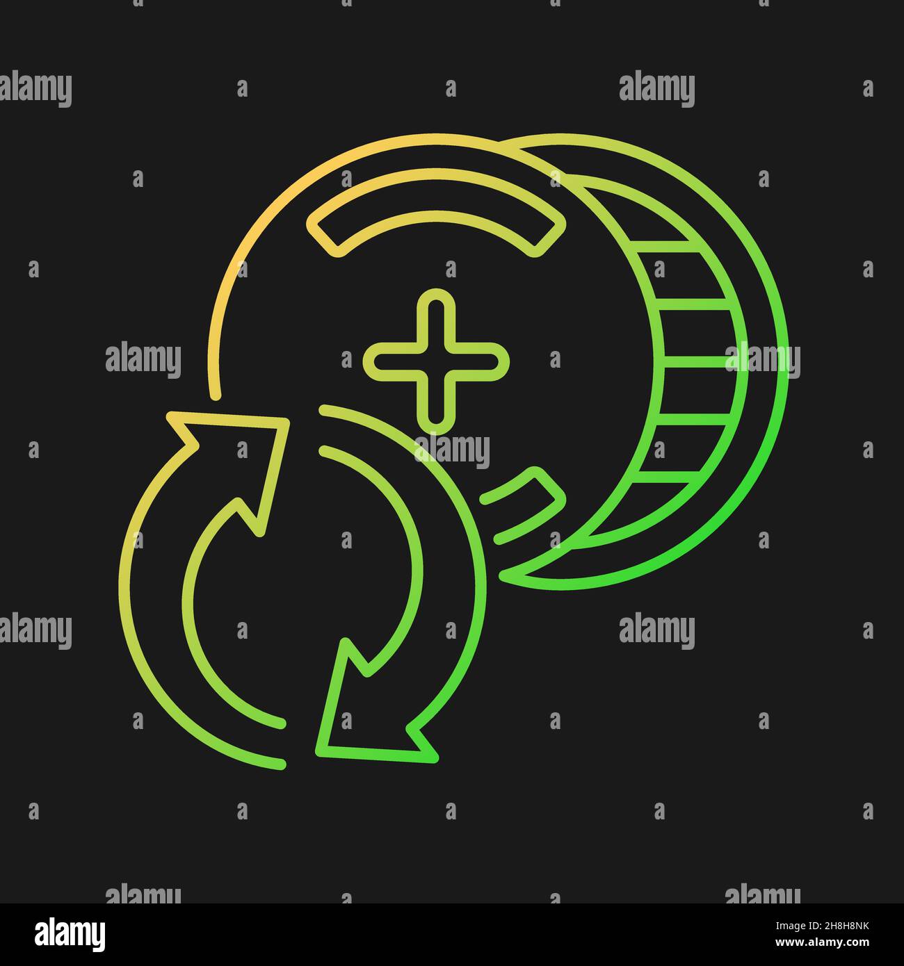 Recyclable silver-oxide batteries gradient vector icon for dark theme Stock Vector