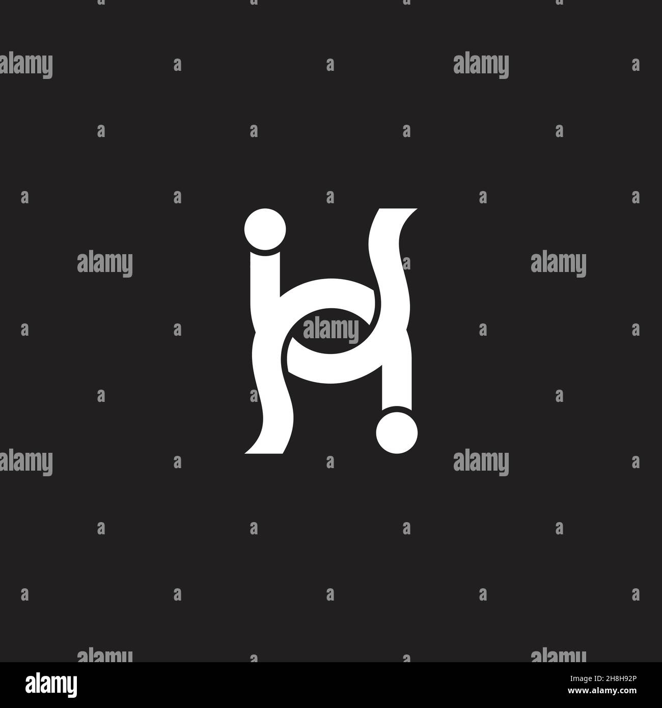 letter u h simple linked curves logo vector Stock Vector
