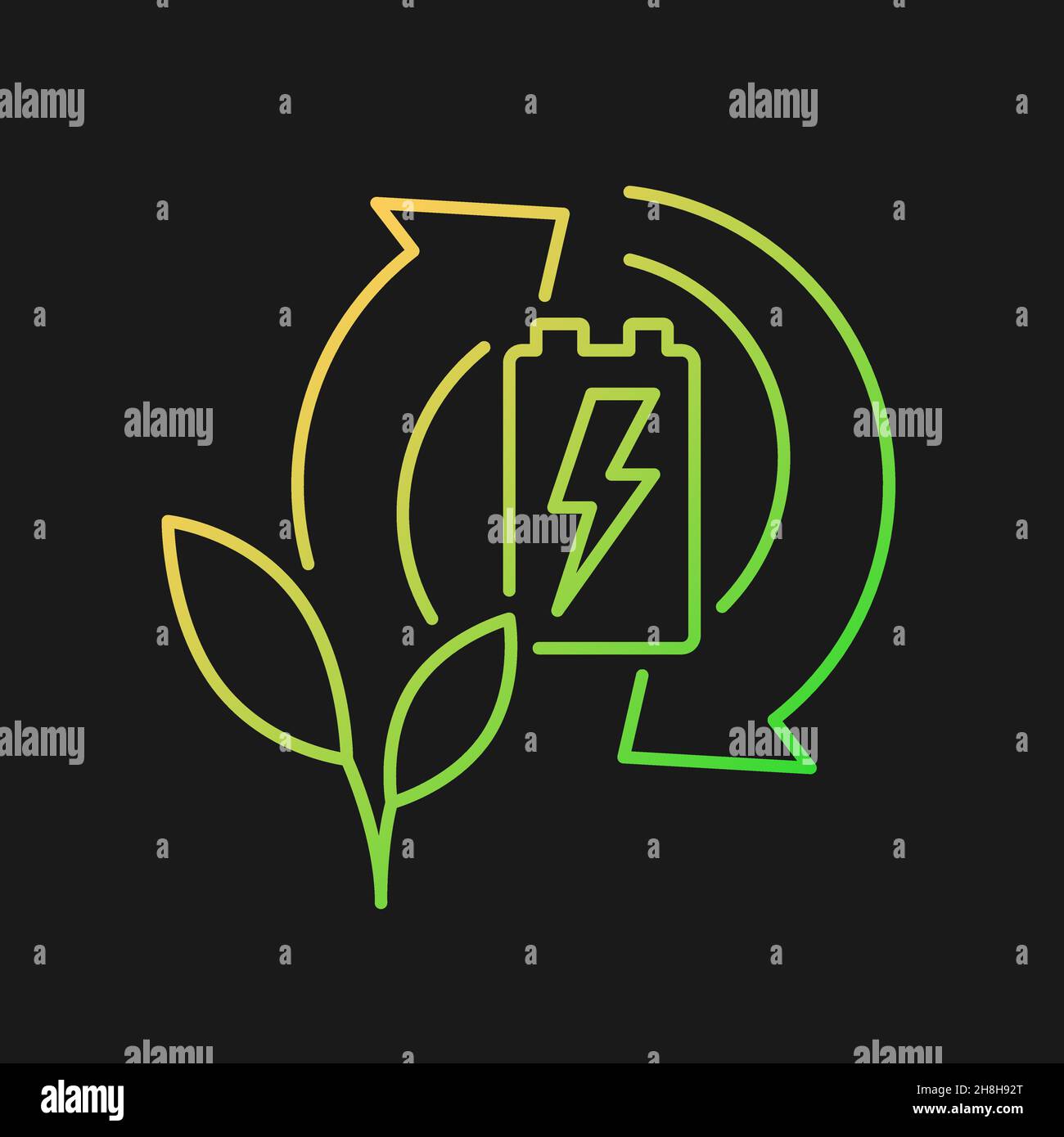 Eco battery recycling gradient vector icon for dark theme Stock Vector