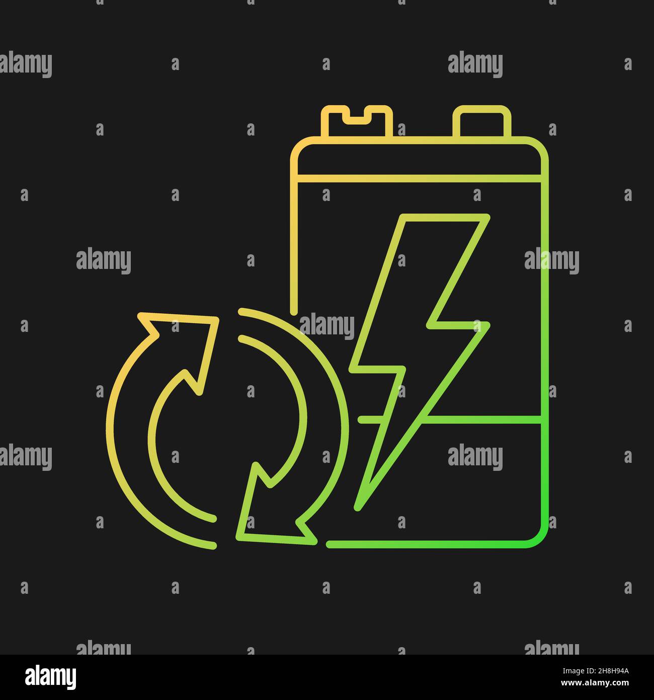 Recyclable battery gradient vector icon for dark theme Stock Vector