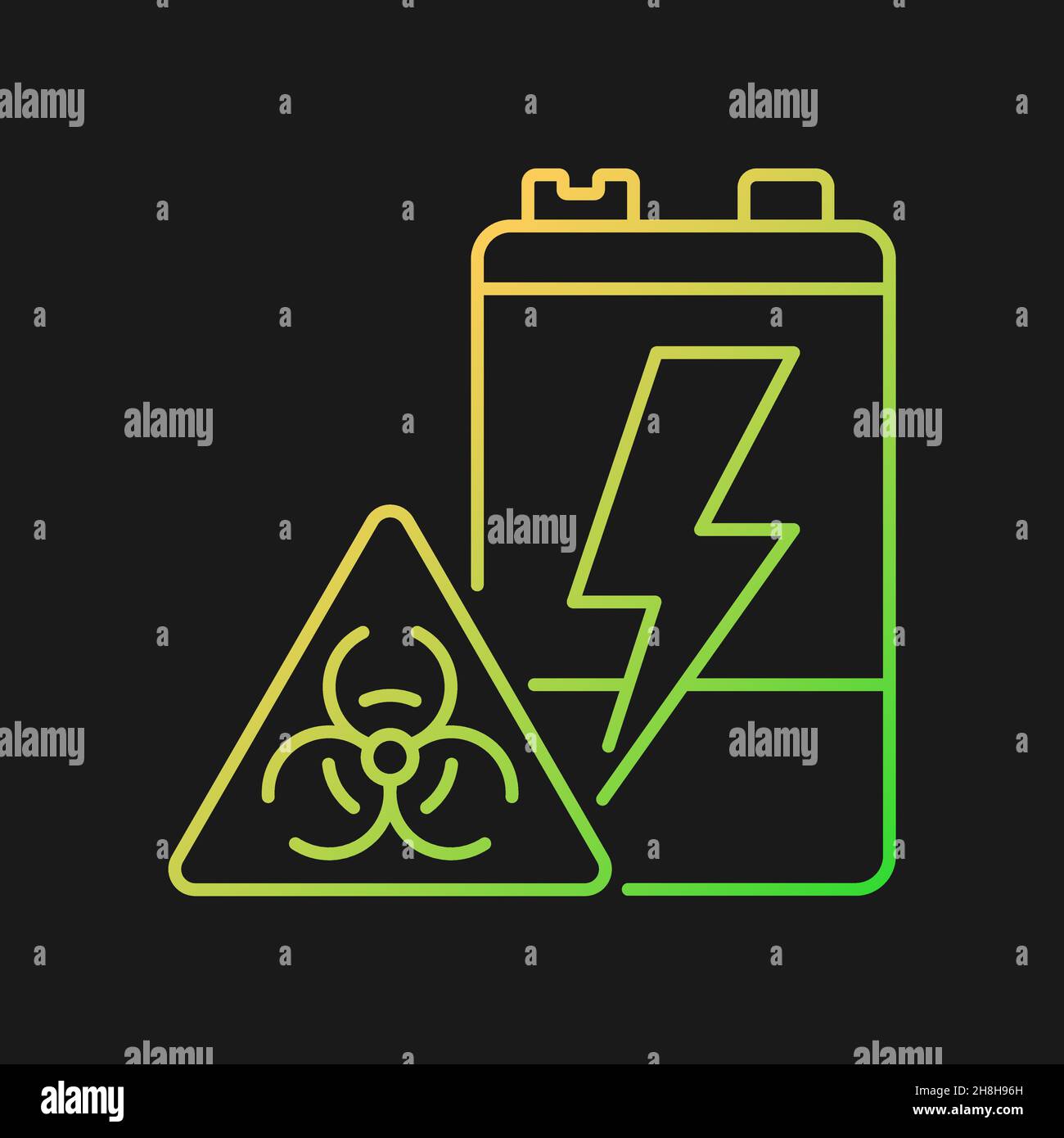 Battery toxicity gradient vector icon for dark theme Stock Vector
