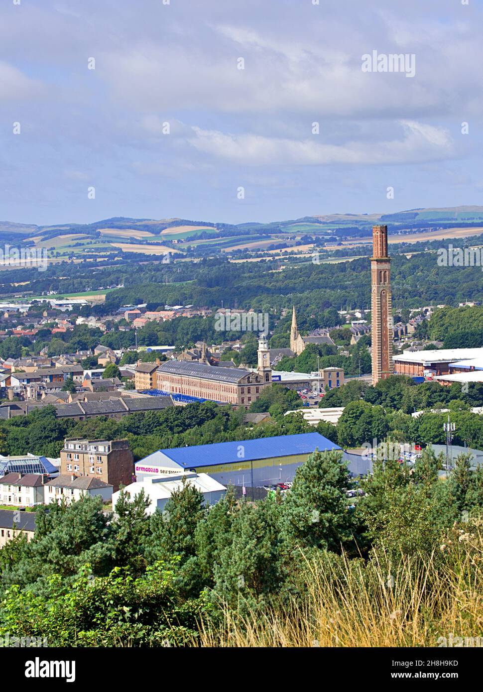Views of the Scottish city of Dundee seen from Dundee Law in August 2021 Stock Photo