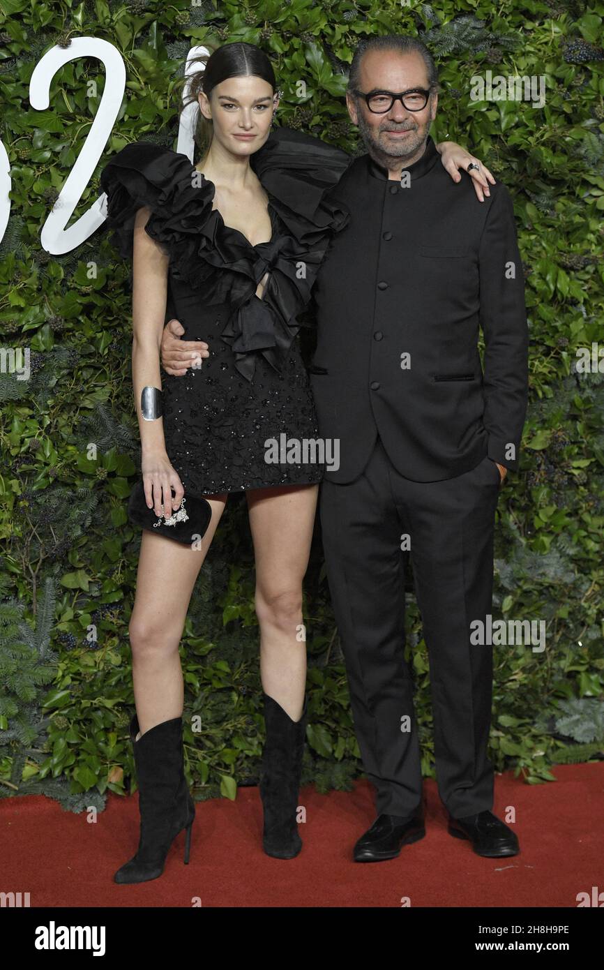 Remo Ruffini and Ophelie Guillermand attending The Fashion Awards 2021 ...