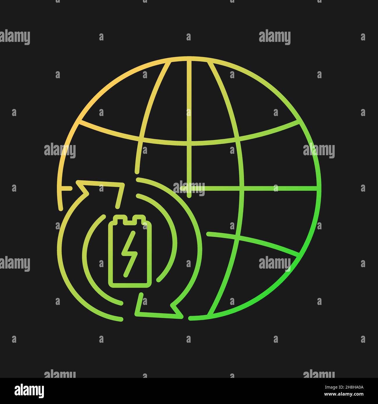 Global battery recycling gradient vector icon for dark theme Stock Vector