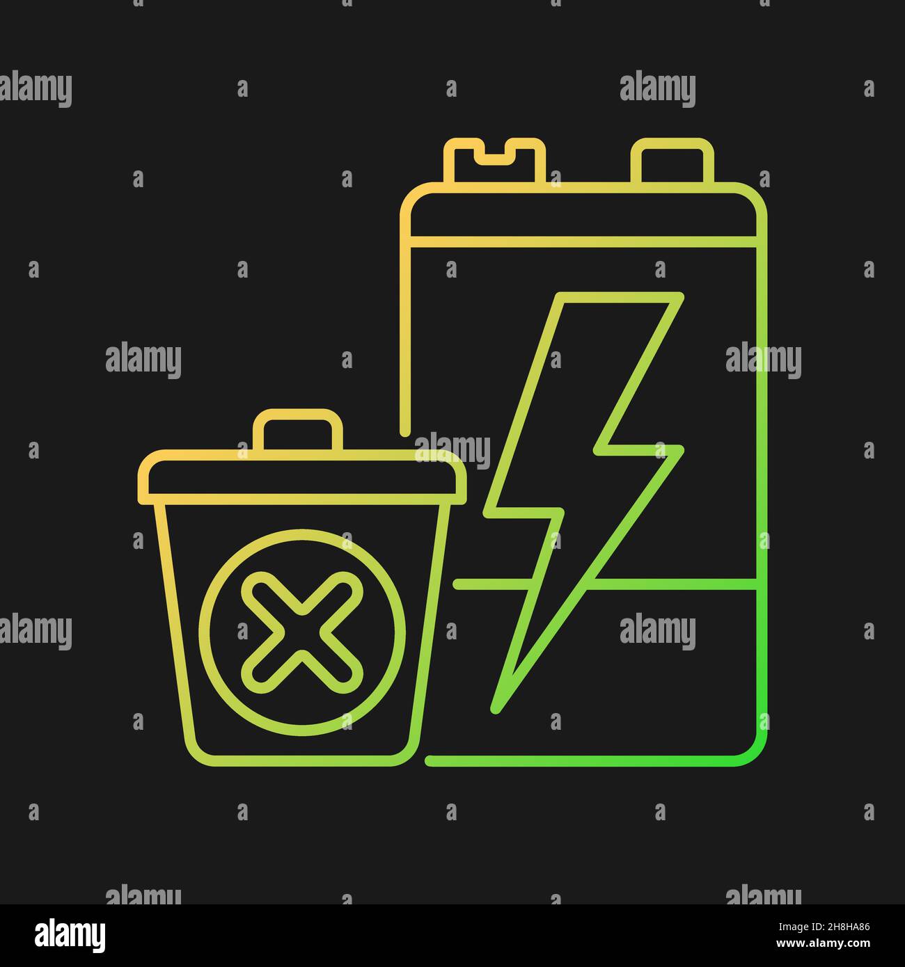 No battery disposal gradient vector icon for dark theme Stock Vector