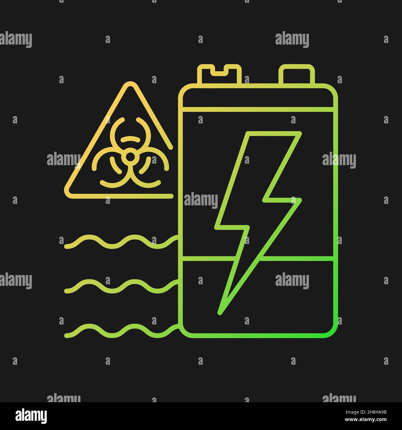 Battery recycling station gradient vector icon for dark theme Stock Vector