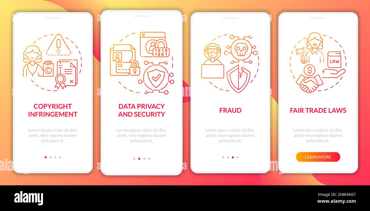 Digital entrepreneurship risks onboarding mobile app page screen Stock Vector
