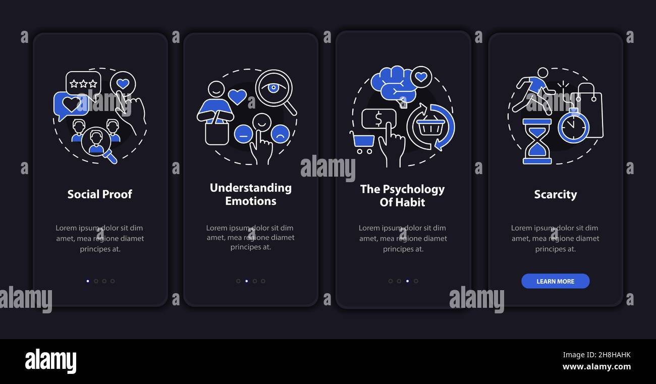 Neuroscience canons onboarding mobile app page screen Stock Vector