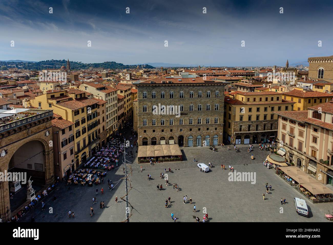 Piazza della Signoria panoramic. Florence. Italy. Stock Photo