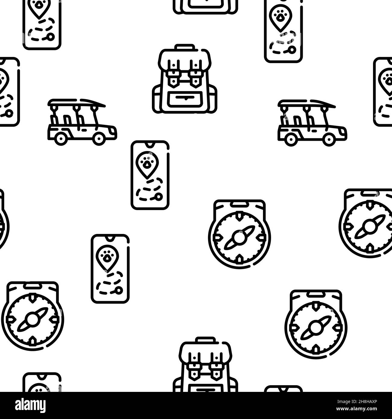 Safari African Hunting Vacation Vector Seamless Pattern Stock Vector ...