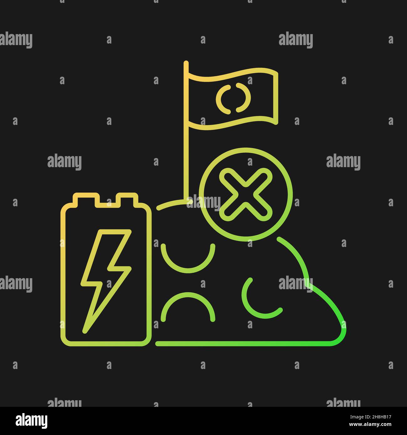 No battery landfills gradient vector icon for dark theme Stock Vector