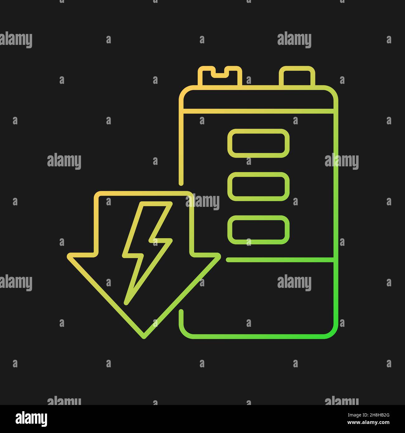 Battery discharging gradient vector icon for dark theme Stock Vector