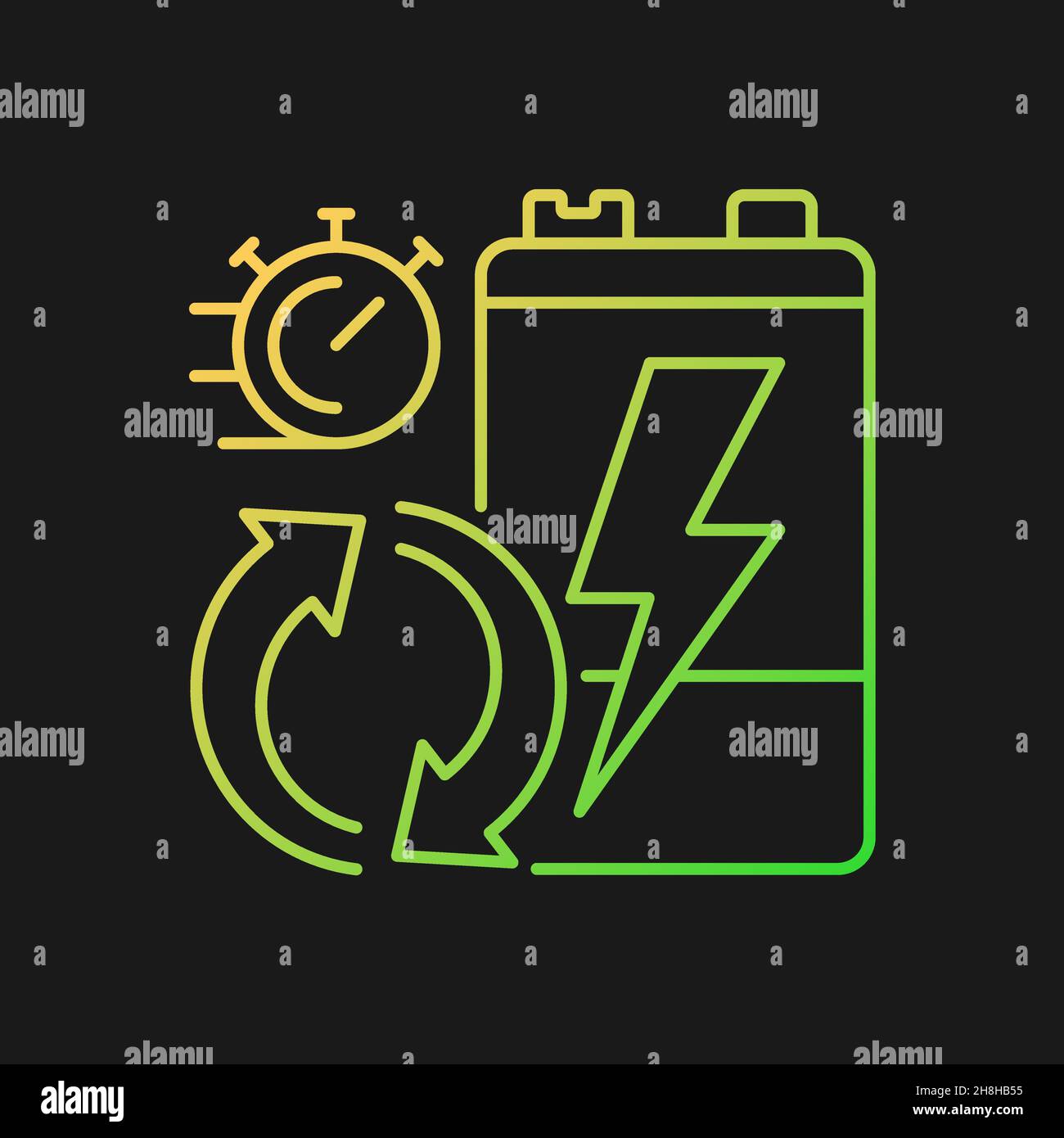 Battery recycling rates gradient vector icon for dark theme Stock Vector
