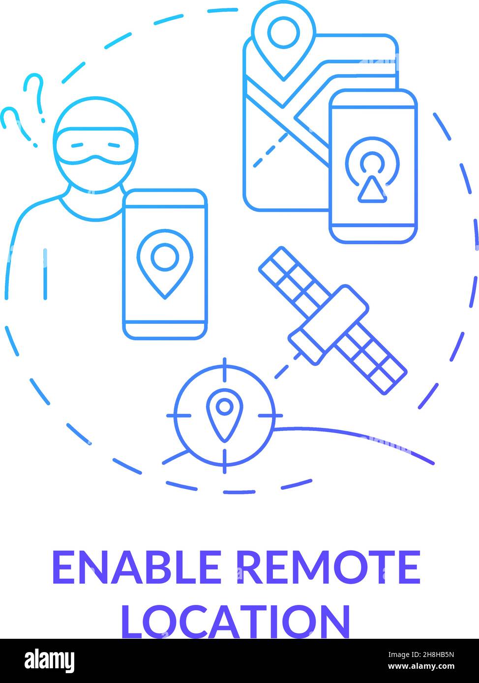 Location enabling for safety blue gradient concept icon Stock Vector