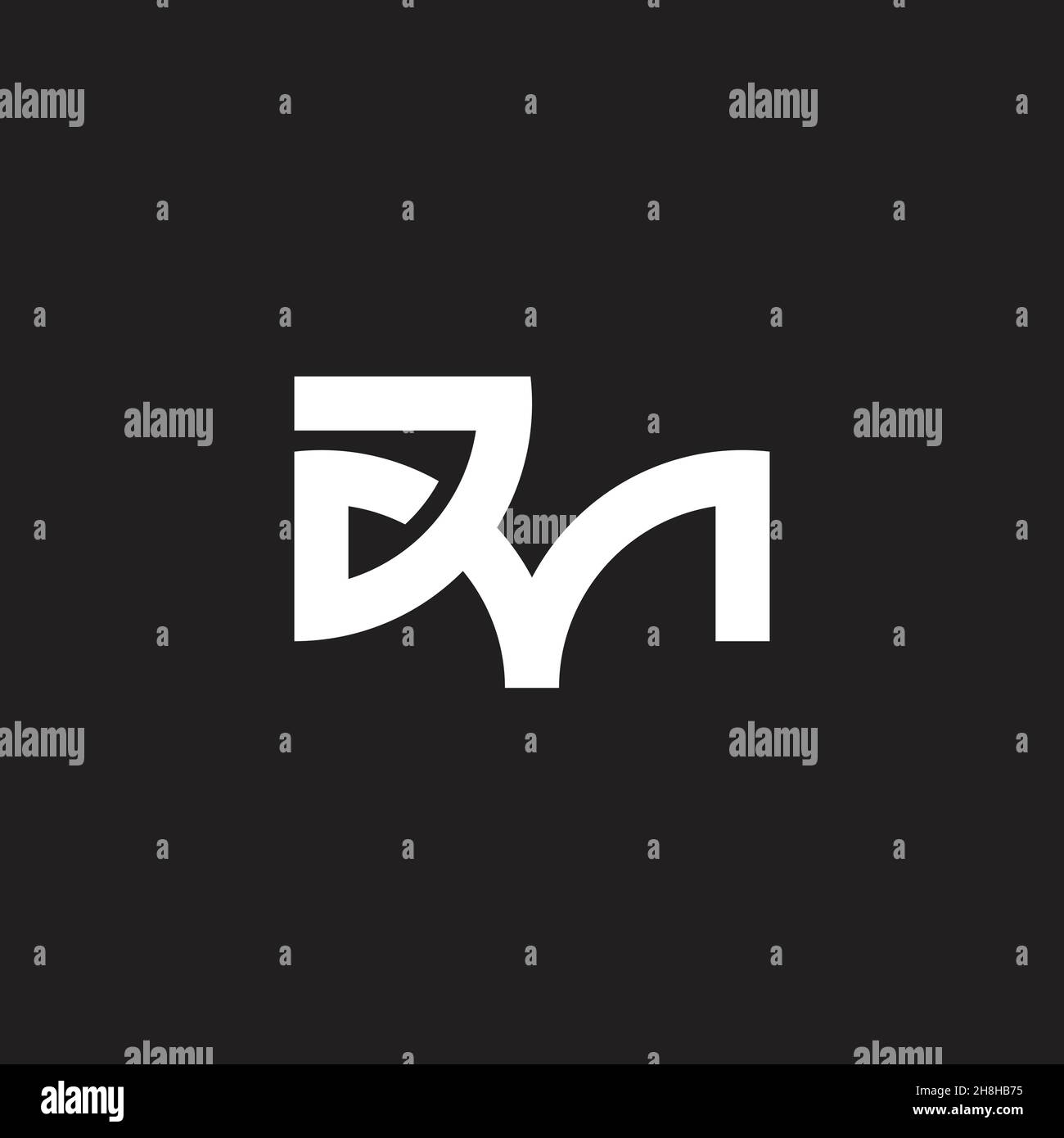 letter dm simple geometric linked line logo vector Stock Vector