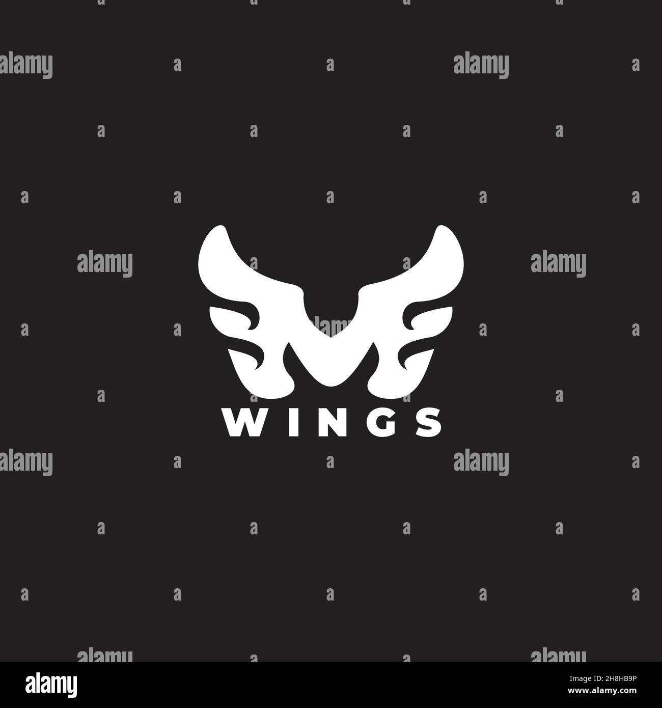 letter m wings curves design geometric logo vector Stock Vector