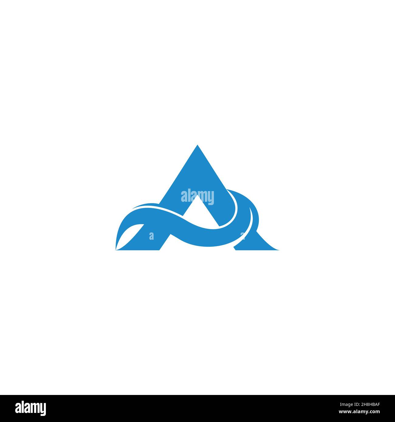 letter a blue waves curves flow geometric logo vector Stock Vector