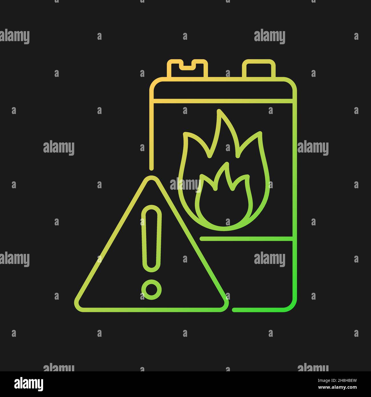 Battery flammability gradient vector icon for dark theme Stock Vector