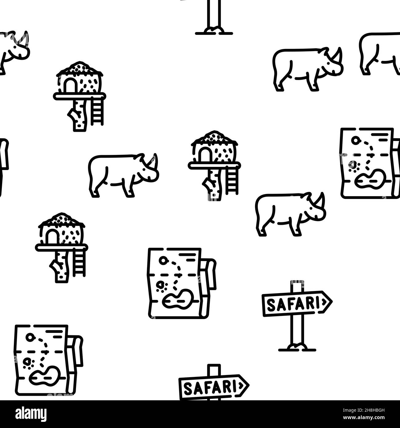 Safari African Hunting Vacation Vector Seamless Pattern Stock Vector ...