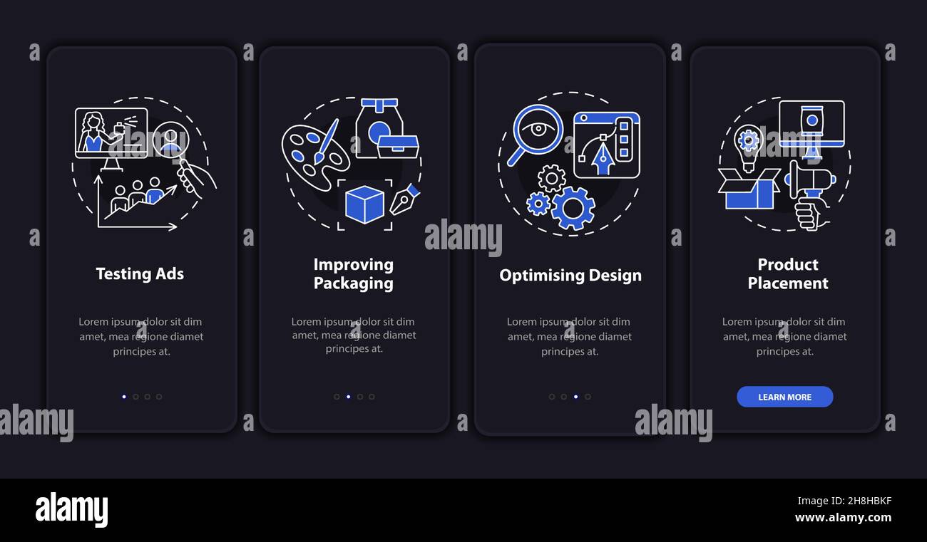 Neuroscience utilization onboarding mobile app page screen Stock Vector