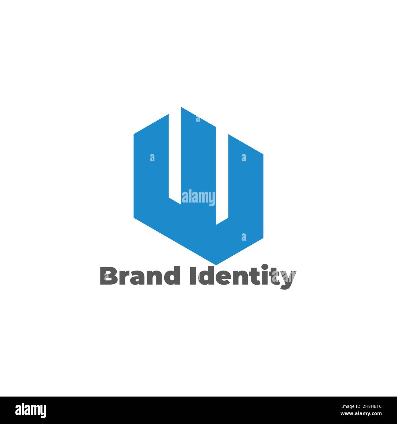letter wu 3d flat geometric logo vector Stock Vector
