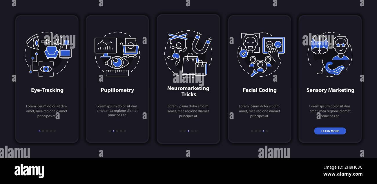 Neuroscience techniques onboarding mobile app page screen Stock Vector