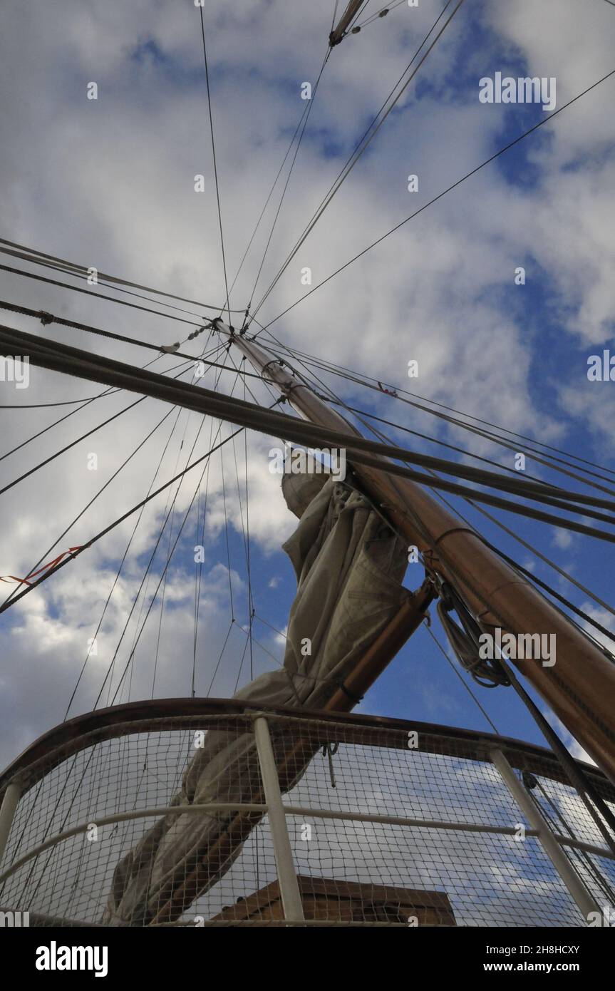 masts on sailing ship built in 1903 Stock Photo Alamy