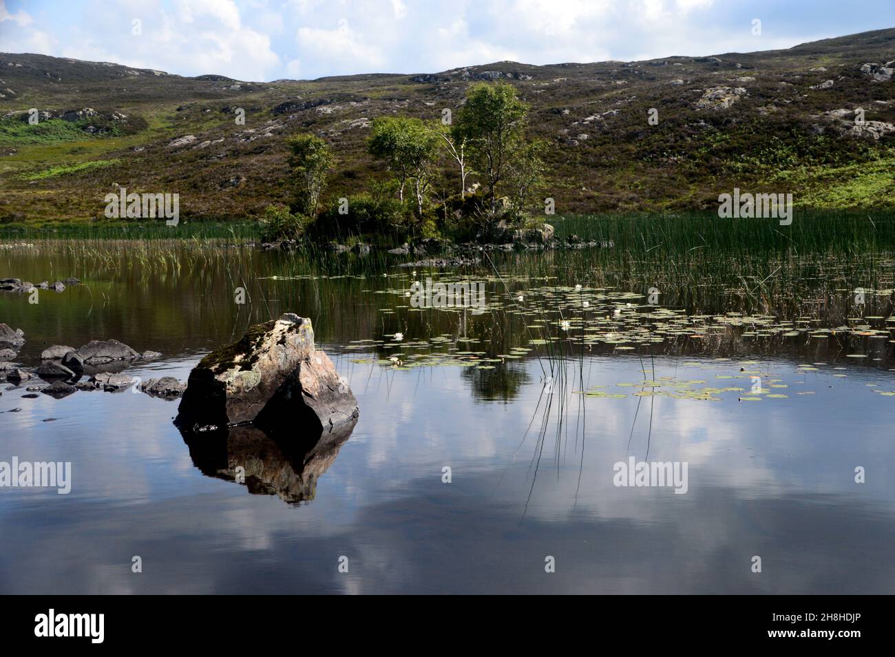 Reflections in Dock Tarn near the Summit of the Wainwright 'Grange Fell' in Borrowdale, Lake District National Park, Cumbria, England, UK. Stock Photo