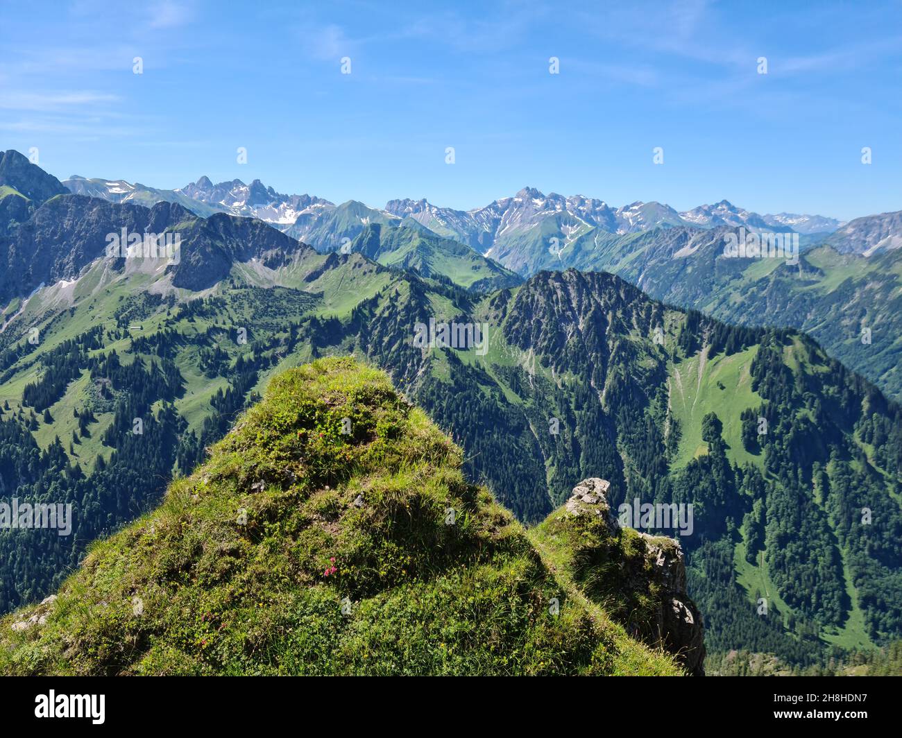 View from the Seeköpfle in the Allgäu Alps Stock Photo