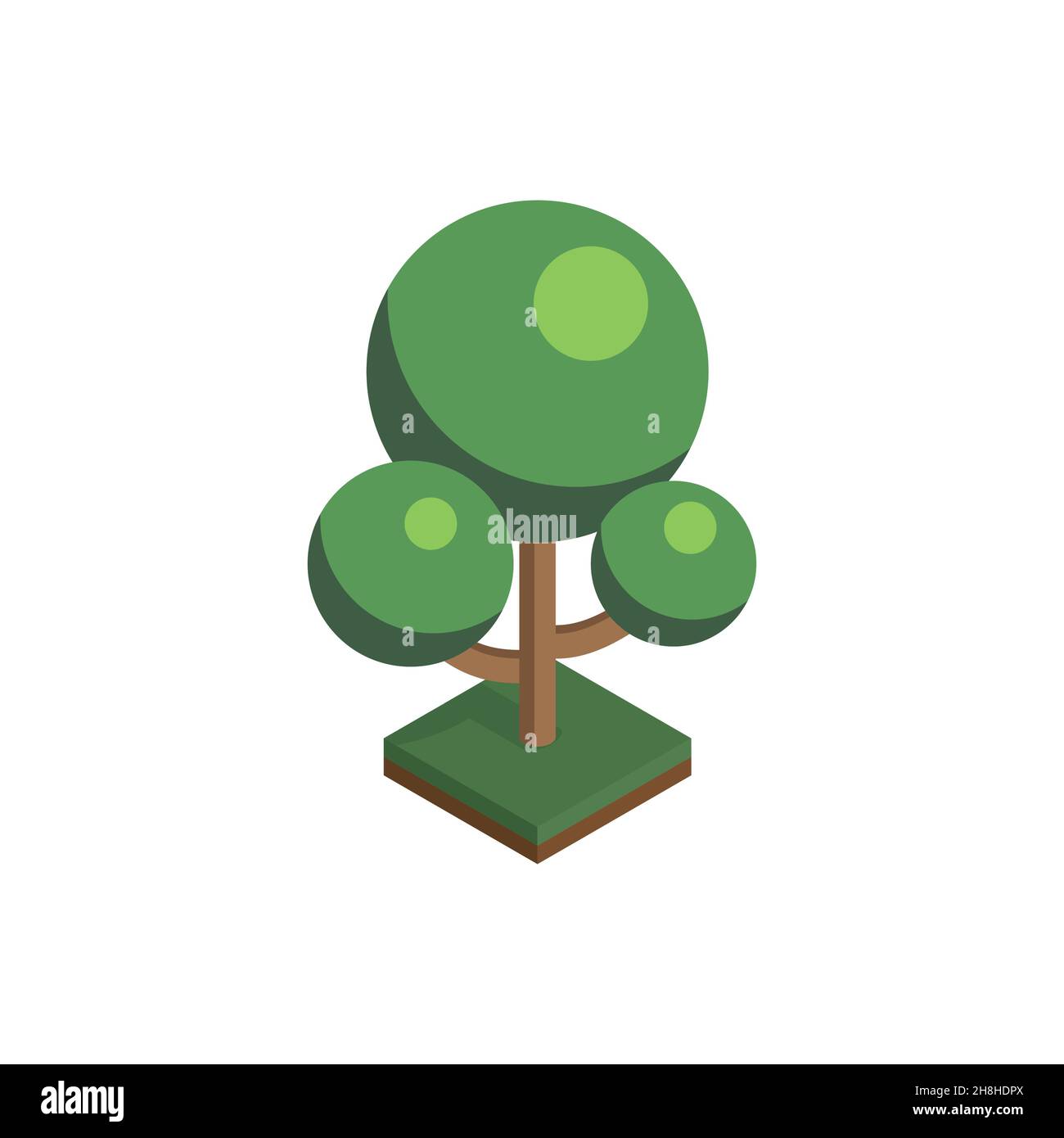 tree in isometric perspective, polygonal style, isolated on white background. EPS Stock Vector