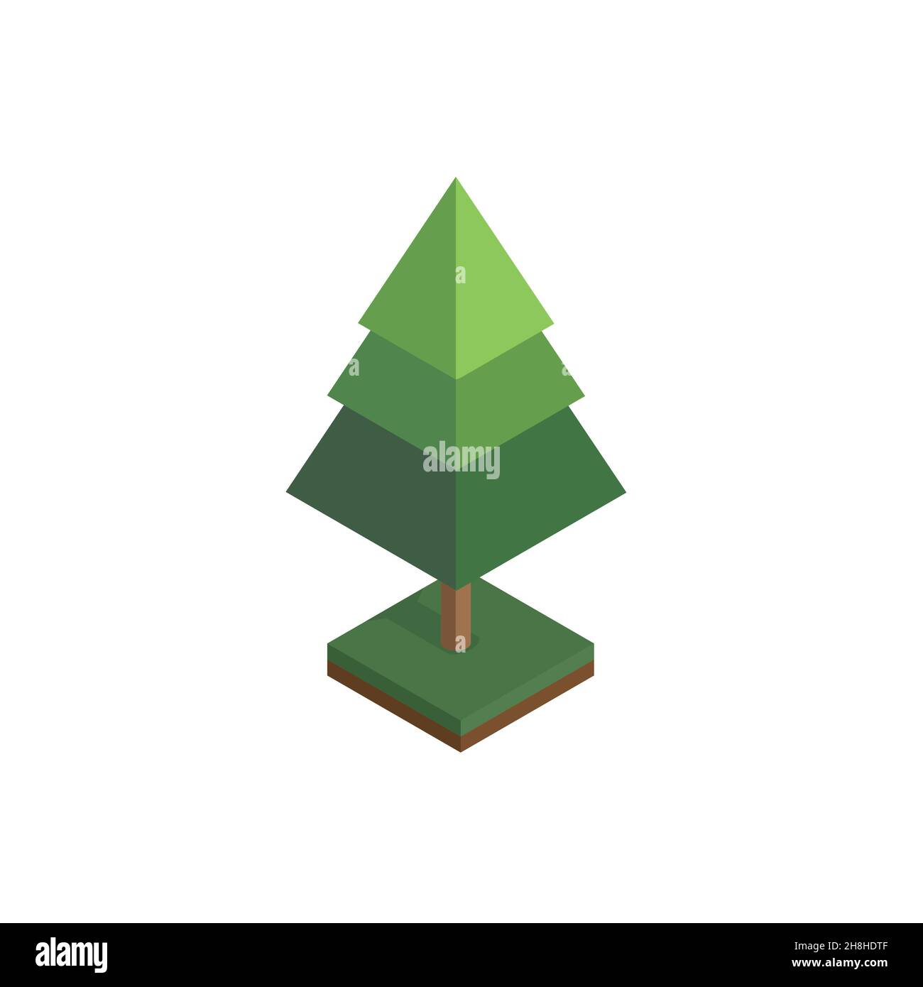 tree in isometric perspective, polygonal style, isolated on white background. EPS Stock Vector