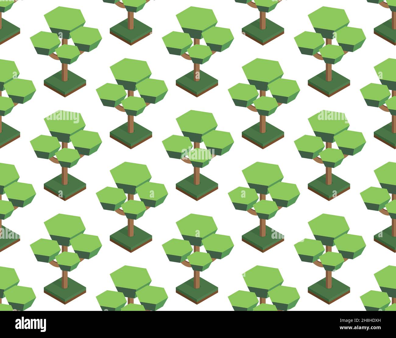 Seamless vector pattern in trees isometric. Forest on a white background eps Stock Vector