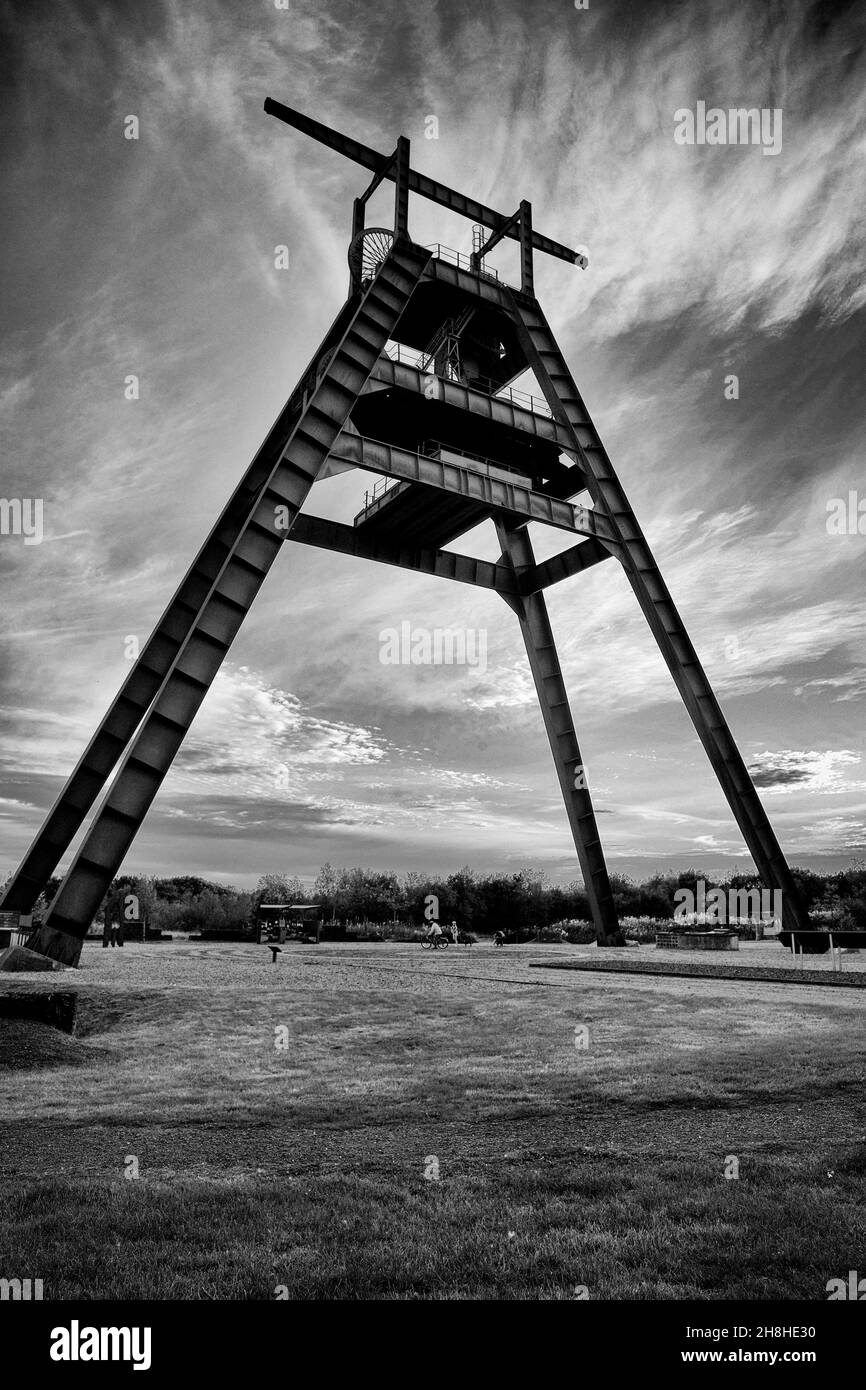 Black and White photo of the Barony A frame in evening light Stock Photo