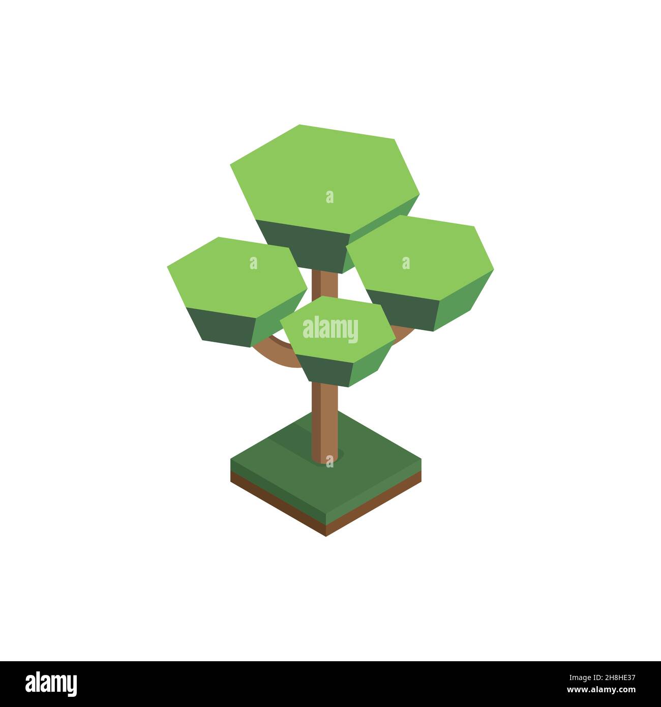 tree in isometric perspective, polygonal style, isolated on white background. EPS Stock Vector