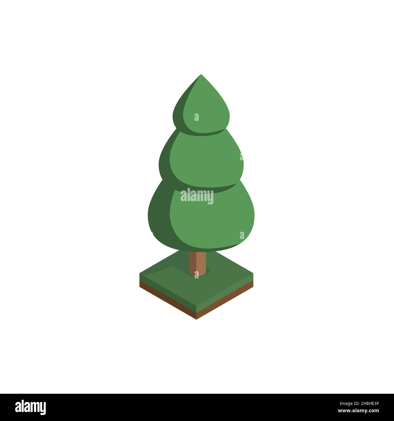 tree in isometric perspective, polygonal style, isolated on white background. EPS Stock Vector