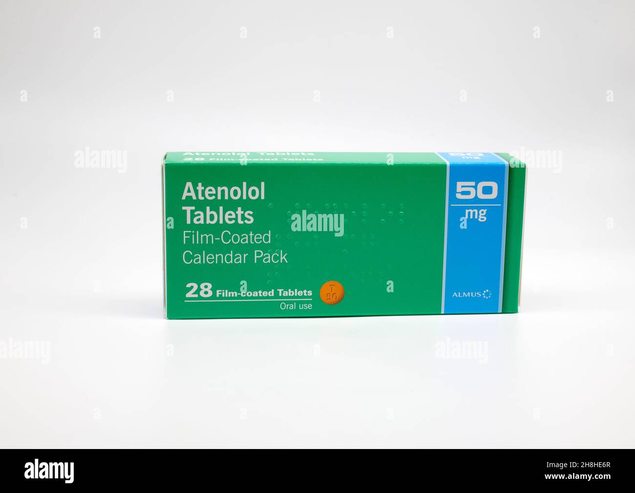 Atenolol is a beta blocker medication. Stock Photo
