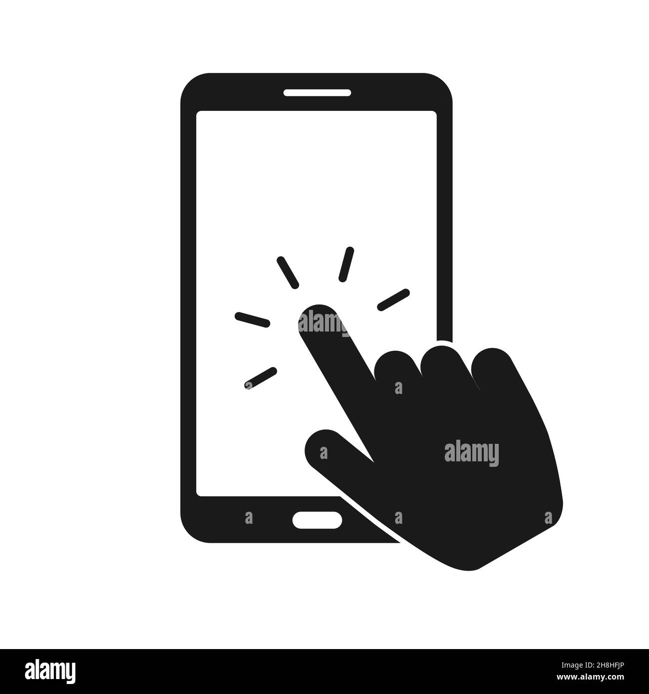 Touch screen smartphone sign icon. Hand pointer symbol. Flat design ...