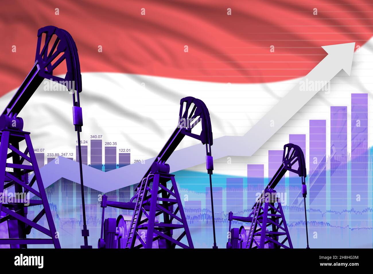 Luxembourg oil industry concept, industrial illustration - rising up ...
