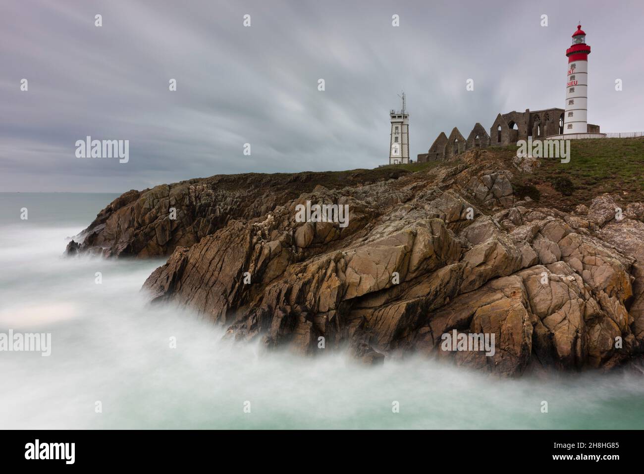 France, Finistere, Plougonvelin, Pointe Saint Mathieu with the Abbey of ...