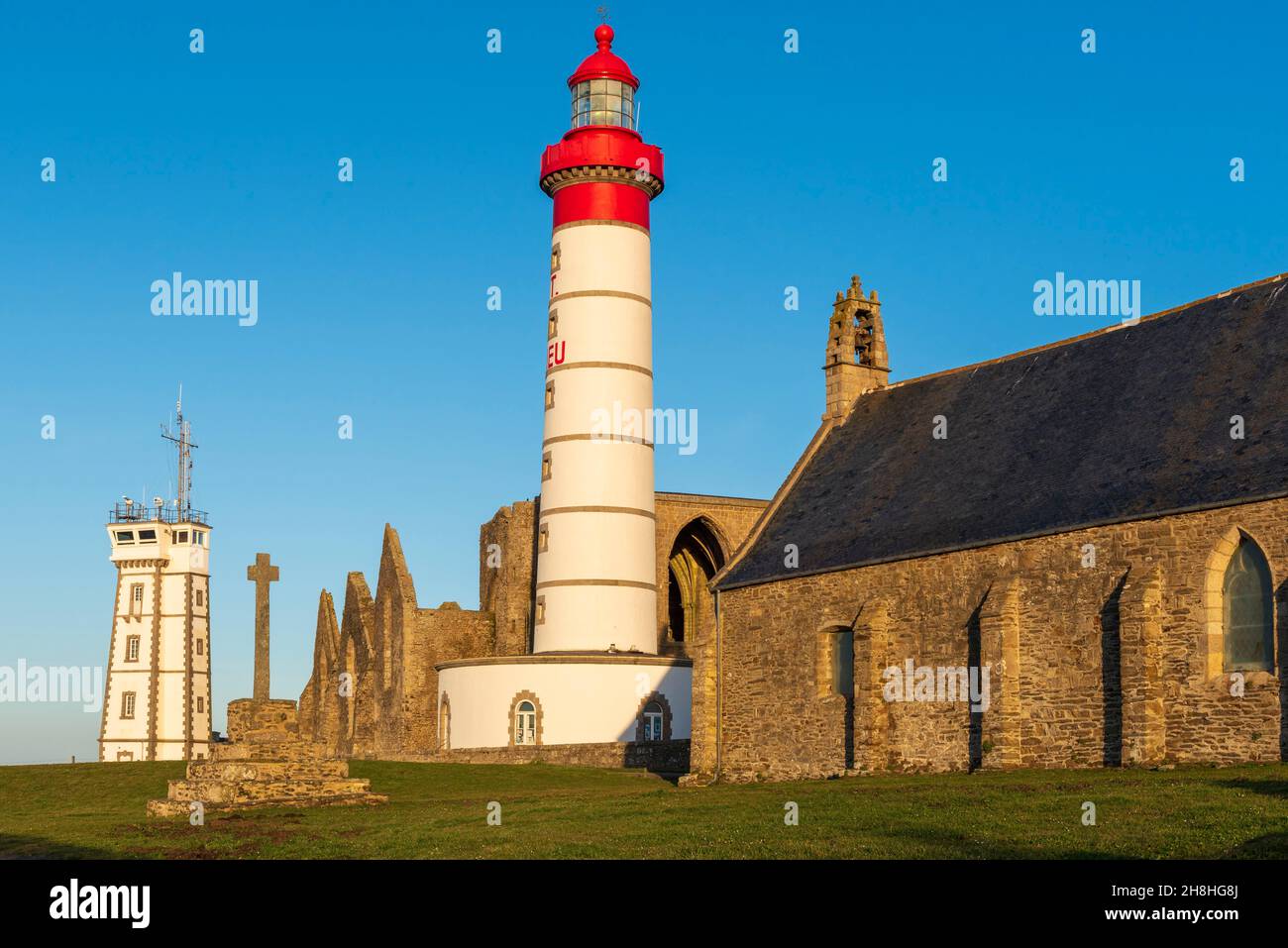 France, Finistere, Plougonvelin, Pointe Saint Mathieu with the Abbey of ...