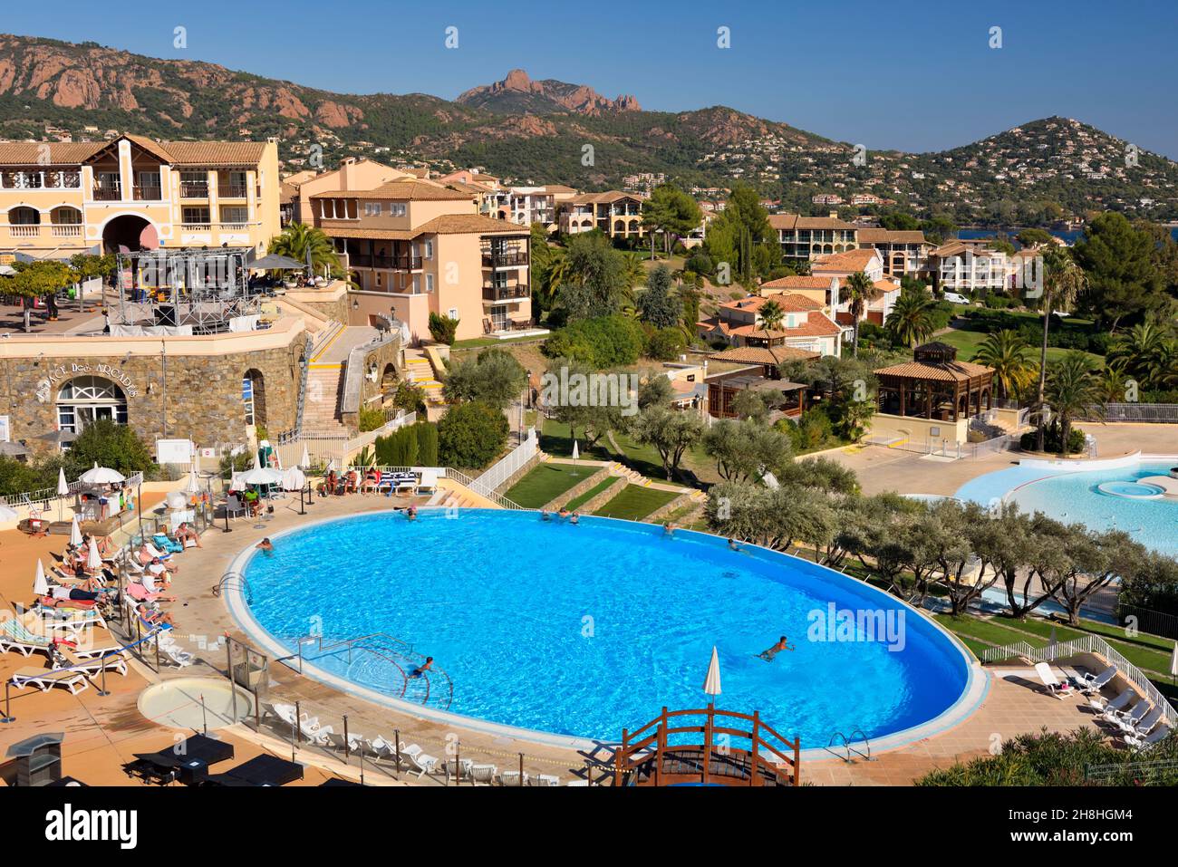 France, Var, Agay, Saint Raphael, Cap Esterel, Holiday Village Pierre et  Vacances, central pool Stock Photo - Alamy