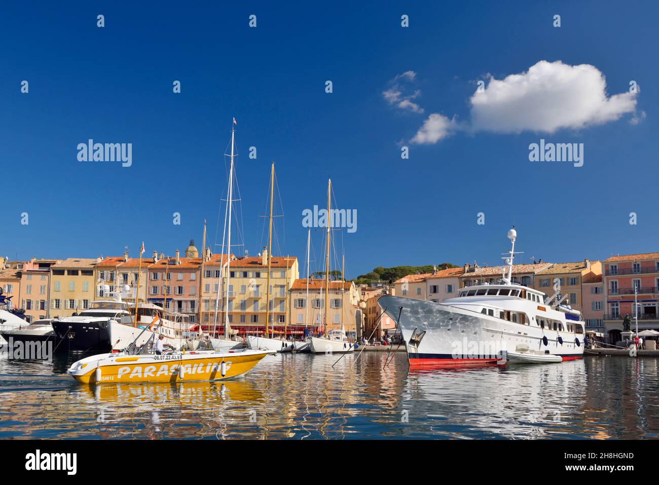 France, Var, Saint-Tropez, quai Jean Jaurès, luxury boats in the port Stock Photo