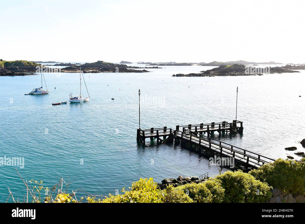 France, Manche, Chausey Islands, pier Stock Photo