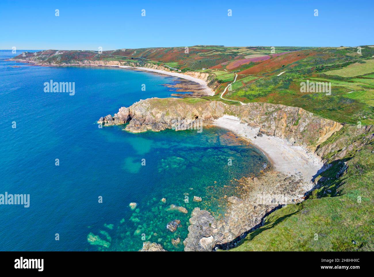 France, Manche, La Hague, Culeron cove and Eclagrain bay in the background Stock Photo