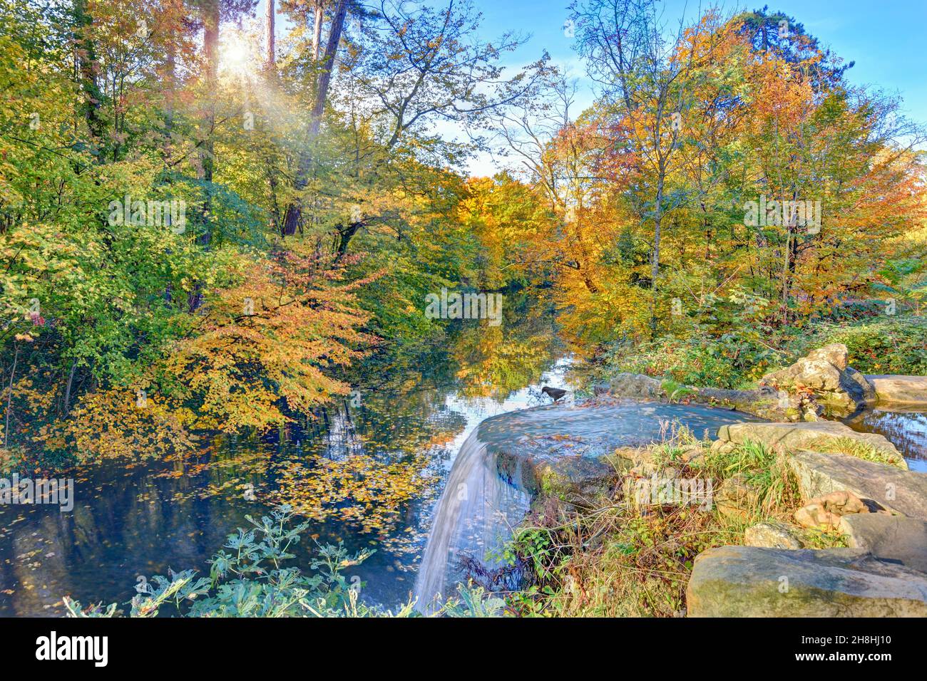 France, Paris, Bois de Vincennes, Minimes lake in autumn Stock Photo
