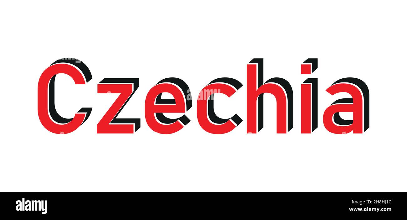 Czechia 3d text with shadow vector illustration Stock Vector