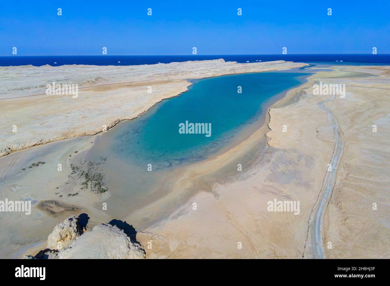 Egypt, Sinaï, Sharm-el-Sheikh, Ras Mohammed national park, Hidden Bay (aerial view) Stock Photo