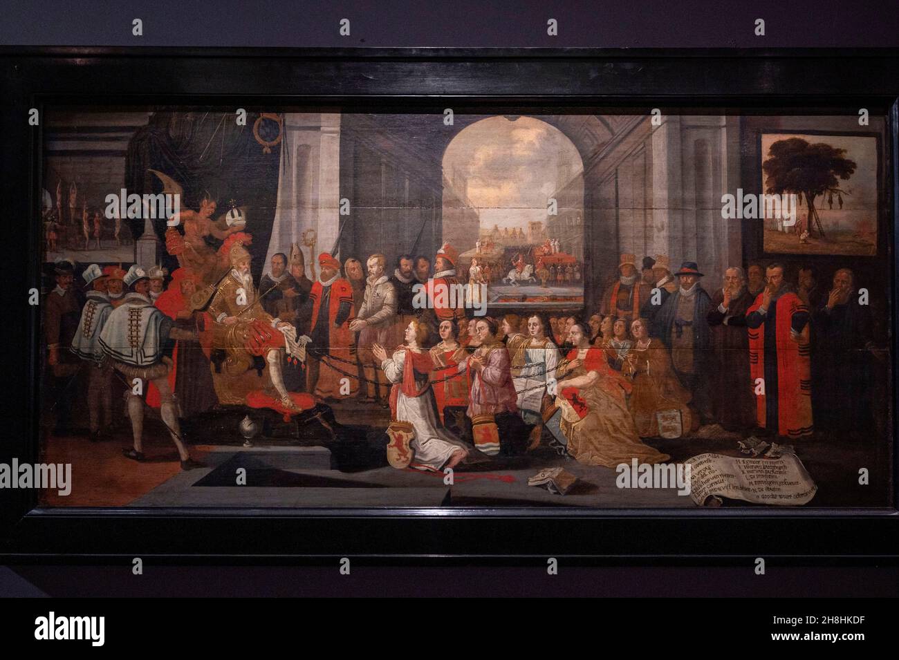 France, Doubs, Besancon, Granvelle museum, exhibition space, painting representing the satire of the Duke of Alba Stock Photo