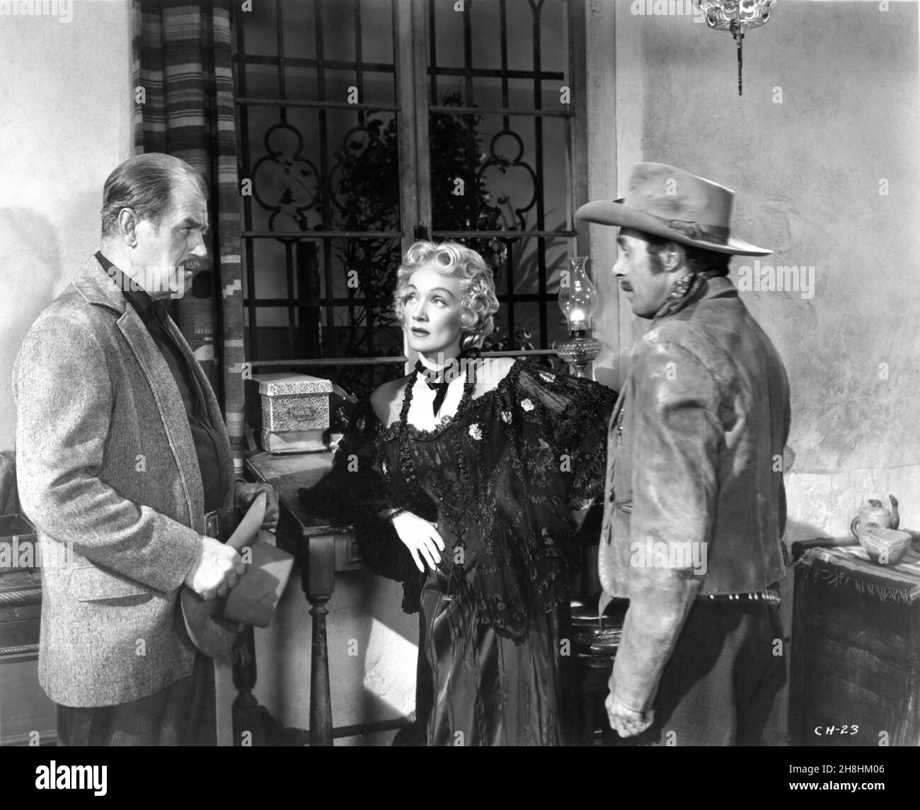 MARLENE DIETRICH in RANCHO NOTORIOUS 1952 director FRITZ LANG original story Silvia Richards screenplay Daniel Taradash wardrobe design for Miss Dietrich Don Loper Fidelity Pictures Corporation / RKO Radio Pictures Stock Photo